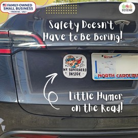 Superhero Baby on Board Sticker Set, 2-Pack Car Safety Decals “Baby on Board” + “My Superhero Inside” Funny Vinyl Window Stickers for Cars, Bumpers, SUVs Easy Peel, No Magnet Needed