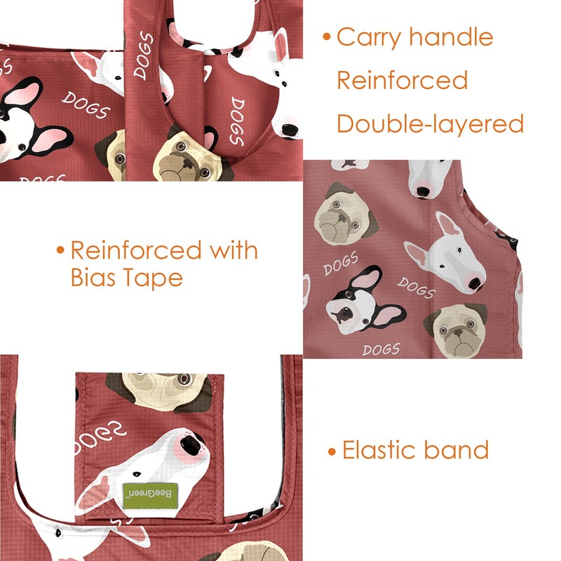 BeeGreen 6 Pack Animal Lover Gifts Reusable Grocery Bags Shopping