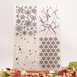 Snowflakes Ice Flowers Cracks Raindrops Background Clear Stamps Transparent Silicone Stamp Album Cards Rubber Stamp for Card Making Decoration and DIY Scrapbooking