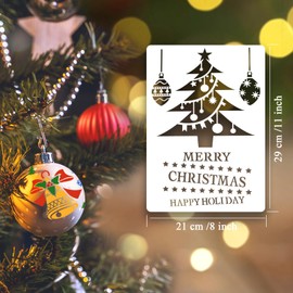 Augshy Christmas Stencils Reusable, 15 Pcs A4 Christmas Window Stencils for Painting, Holiday Stencils for Painting on Wood Sign DIY Crafts Fabric Canvas Winter Decor (8 X 11 Inch)