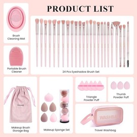 MAANGE 메이크업 브러시 41개 프리미엄 합성 아이섀 세트 블러셔 브러시 컨투어 정밀 MAANGE Makeup Brush 41-Piece Premium Synthetic Eyeshadow Set Blush Brush Contour Precision [41pcsPink]