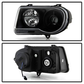 ACANII - For 2005-2010 Chrysler 300C 300-C Projector Black Headlights Headlamps Head Replacement Driver + Passenger Side