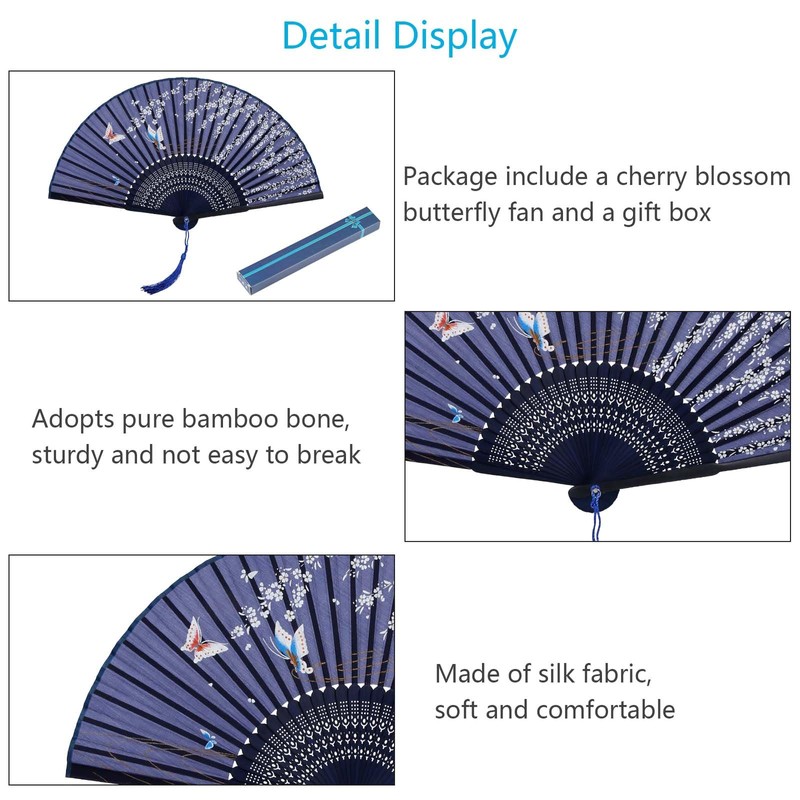 Kakoo Japanese Hand Fan with Gift Box - Butterfly and