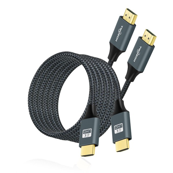 Twozoh 4K HDMI Cable 10M 2 Pack, Nylon Braided High Speed HDMI to HDMI Lead Support 18Gbps 3D/4K@60Hz/2160P/1080P