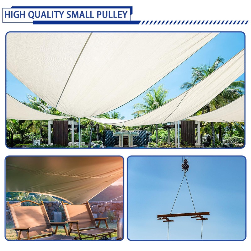 2 Pcs Single Pulley Blocks, rope roller,pulley wheel，for Cord Material