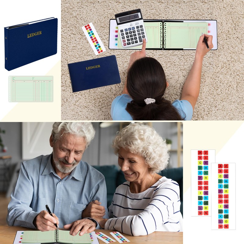 Skyygemm Ring Ledger Binder with 200 Pcs 5"x8.5" Ledger Sheets