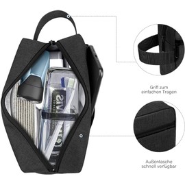 Waterproof Toiletry Bag for Men - Travel Shaving & Cosmetic Organizer with Handle, Portable Gym Shower Bathroom Essentials Bag, Durable Water-Resistant Toiletries Accessories (Black)