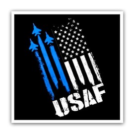 US Air Force Tattered Flag Stickers Strong Adhesive Vinyl Waterproof 5x5 Inches USAF Decals for Vehicles Cars Bumper Window Truck Bikes Water Bottle