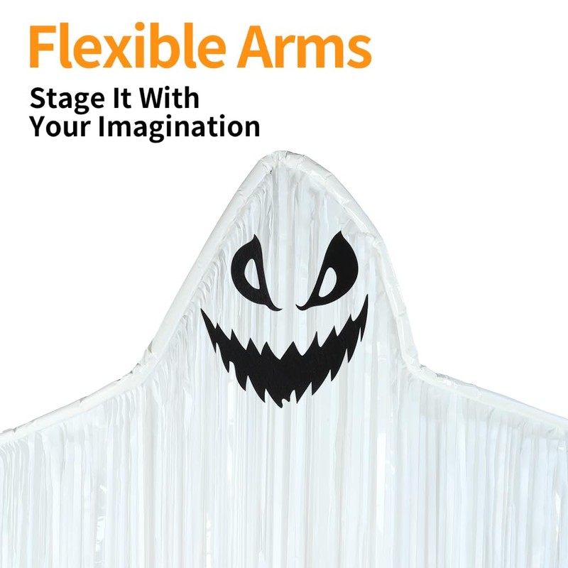 2 Pack Hanging Halloween Decorations Skeleton Ghost Outdoor Black &