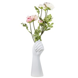 Oymomyo - Jarrón de mano de cerámica con cuerpo humano, florero pequeño con forma de brazo, jarrones de cerámica blancos decorativos estéticos modernos para decoración del hogar y la sala de estar