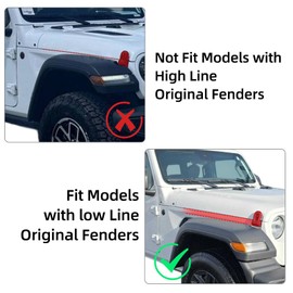 Pack of 4 Front & Rear Fender Flare Extension Off-Road Fender Liner Protector Trim Fits for Jeep Wrangler JL & JLU Unlimited Rubicon 2018-2025 Install on Wider Tires (for JL Low Fender Sahara & Sport)