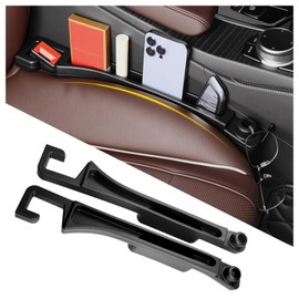 YGDMD 2PCS Upgraded Car Seat Gap Filler Organizer,Versatile No Drop Seat Guard for Cars Console Catcher with Deepened Grooves/Eyeglass Holes/Hook Design,Soft Between Seats Car Gap Filler