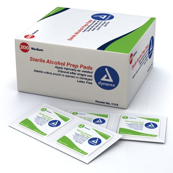 1 Box of 200 MEDIUM ALCOHOL PREP PADS #1113 SWABS