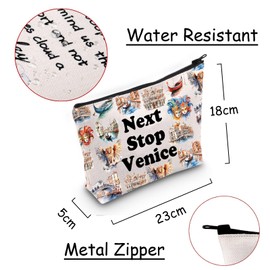JXGZSO Venice City Trip Gift Next Stop Venice Makeup Bag Italy Travel Gift Venice Carnival Cosmetic Zipper Bag Italy Pouch (Next Stop Venice)
