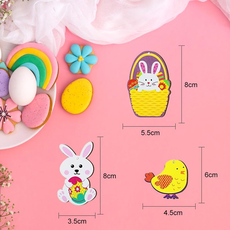 Doyomtoy Wooden Easter Pendants, Pack of 24 Easter Wooden Ornaments