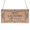 Second Ave Funny Open 24 Hours Laundry Service Wooden Hanging