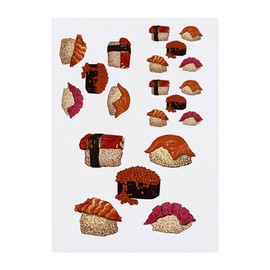 4 x 'Sushi' Temporary Tattoos - Water Resistant, Skin-Safe, Non-Toxic Transfers, Mixed Sizes (TO00015021)