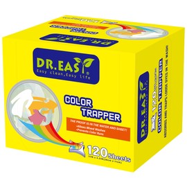 DR.EASY Color Trapper sheets for Laundry 120ct,remove dyes,fluorescent & heavy metals,maintain original color,Special Pores Texture absorb dyes more & faster,unscented,no Chemicals,safe in dryer