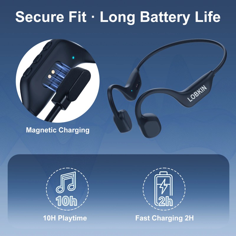 LOBKIN Bone Conduction Headphones Wireless 6.0 Swimming Headphones Underwater IPX6