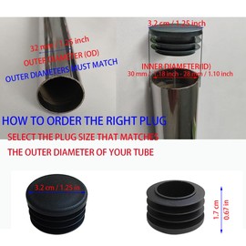 12 Pcs 32mm (1 1/4 Inch) Round Plastic Plug Round Tubing Black Plastic Plug，Pipe Tubing End Cap for Round Tube Furniture Finishing Plug