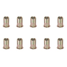 PATIKIL 1/2-13 Rivet Nuts, 10 Pcs Galvanized Carbon Steel Knurled Flat Head Threaded Insert Nuts Metric Rivet Nut Assortment Kit for Automotive Furniture