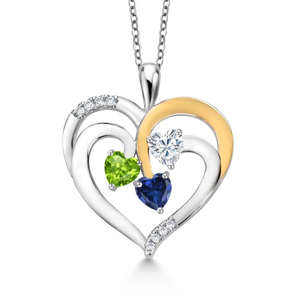 Gem Stone King 925 2-Tone Sterling Silver and White Green