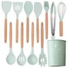Silicone Cooking Utensils Kitchen Utensil Set, 12 PCS Wooden Handle