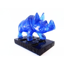 Betterdecor Feng Shui Blue Double Horns Rhinocero Home Office Anti Burglary Statue Figurine