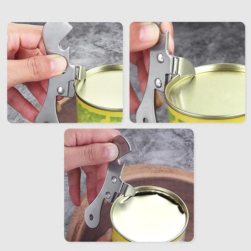 ZIOYANE 3Pcs Manual Can Opener, Silver Stainless Steel Multifunctional Kitchen