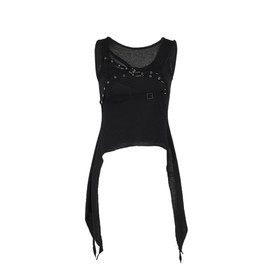 XKBHYD Ladies Grunge Punk Tank Tops Gothic Crop Tops for Women Y2K Sleeveless Emo Shirt Harajuku Aesthetic Shirt Black