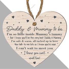 Handcrafted Countdown to Parenthood: Mummy & Daddy to Be Wooden Plaque - A Heartfelt Baby Shower Keepsake & Nursery Decor 10cm x 9cm