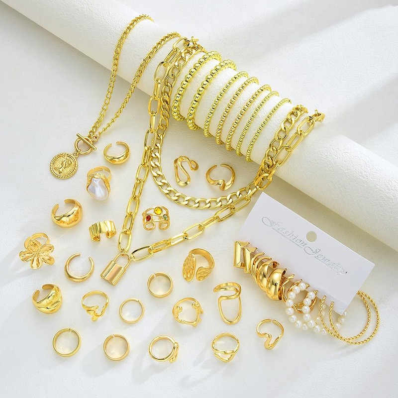 Conjunto de joyería floral llamativo que incluye collar de cadena