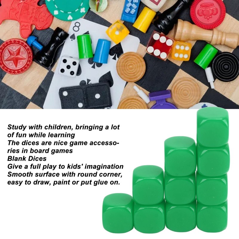 RiToEasysports 30pcs 16mm Plastic Rounded 6 Sided Blank Dice Set