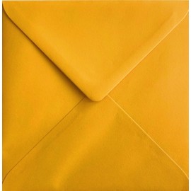 6" x 6" Mustard Envelopes x 25 Pack. 100gsm Weight. 155mm x 155mm. Dark Yellow Coloured Envelopes Suitable for Square Greetings Cards, Christmas