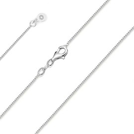 Einzelstück® Curb Chain Silver Chain 1.1 mm – Women's Necklace 925 Sterling Silver – Various Lengths – Adjustable Size 50 cm – 47 cm – 45 cm, Sterling Silver, Cubic Zirconia