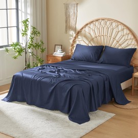 DOZ 100% Long Staple Cotton Sheet Sets, Soft Sateen Weave Cotton, Smooth, Breathable, Cooling Sheets, Hotel Comfort, Durable, 3pc – 2 Pillowcases 1 Fitted (Sapphire, King)