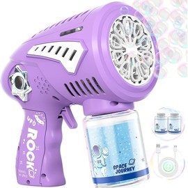 Rechargeable Bubble Gun - Bubble Machine for Kids with Larger-Size Bubbles Design, Dazzling LED Light - Toys Gifts Age 3-15 for Boys, Girls Party Favors, Birthday, Easter, Halloween
