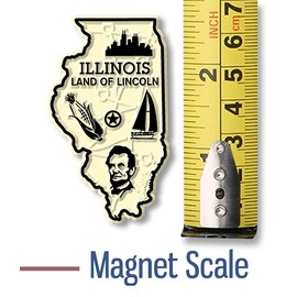 Illinois Small State Magnet by Classic Magnets, 1.5" x 2.5", Collectible Souvenirs Made in The USA