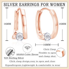 Loutade Small 925 Sterling Silver Oval Twisted Hoop Earrings with 5A Cubic Zirconia, Hypoallergenic Sleeping Cartilage Hoop Earrings Silver Earrings, CZ Lightweight Hoop Earrings for Women Girls