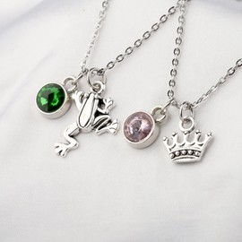 UJIMS Princess the Frog Inspired Gifts Princess Tiana Fans Necklace for Best Friend Frog Lover Gift Fandom Gift (FrogpinkNecklaces)