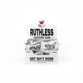 Ruthless Energy Caffeine Gum, Sugar-Free Chewing Gum, B-vitamins, 25 Pieces - Berry / 200mg