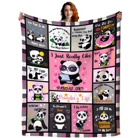 Panda Blanket Soft Flannel Pandas Throw Blankets Fuzzy Plush Bed Sofa Couch Living Room Cozy Fluffy Panda Birthday for Women Adults Kids Girls 60"X50"