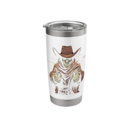 Western Grim Reaper Cowboy Wearing Hat Scythe Skull Art Stainless Steel Insulated Tumbler