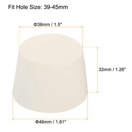 sourcing map Rubber Tapered Plug 38mm to 46mm Solid Test Tubes Bungs Stopper White for Lab Home 4 Pieces