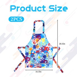 Prasacco 2 Pack Kid Aprons Rainbow Handprint Kids Painting Apron Adjustable Kid Art Smock Waterproof Art Apron with Pockets for Boys and Girls Artist Aprons for Painting Cooking Baking