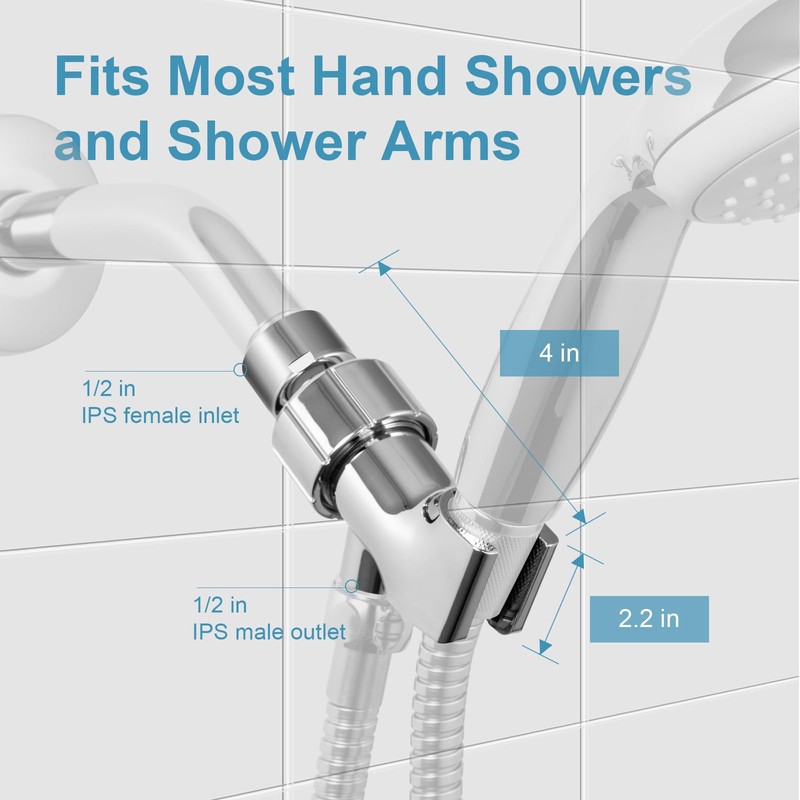 OFFO Shower Head Holder with Solid Metal Ball Joint for