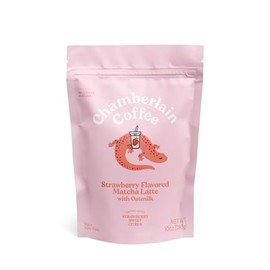 Chamberlain Coffee Caf Matcha Latte de Fresa y Caf Vegano con Leche de Avena - Fresa, Dulce, Ctrico - Matcha Japons en Polvo - 10 Porciones           