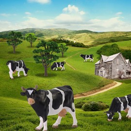 (Cows) - AN4301 12PCS 1:43 Farm Animals Cows O Scale PVC Well Painted Cow Use for Model Scenery Desktop Decor Railway Layout Diorama