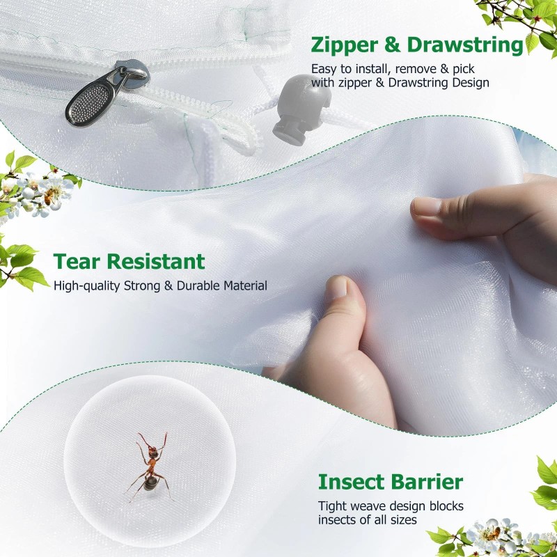 Tmfsode 2 Pack Fruit Tree Netting Cover with Zipper and