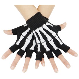 Bienvenu Unisex Stretchy Fingerless Hand Warmer Skeleton Gloves